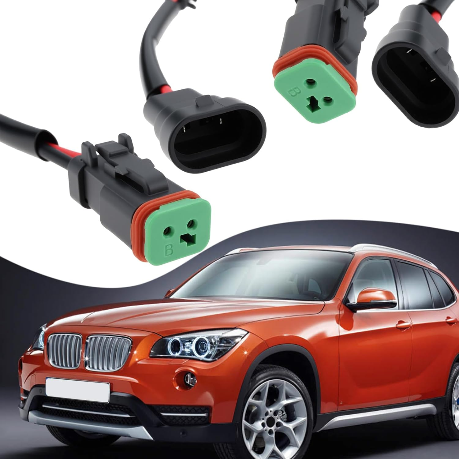 Ecsing 2Pcs 9006/HB4/9005/HB3 Male to 2-Pin DTP Female Adapter for LED Light DIY Retrofit