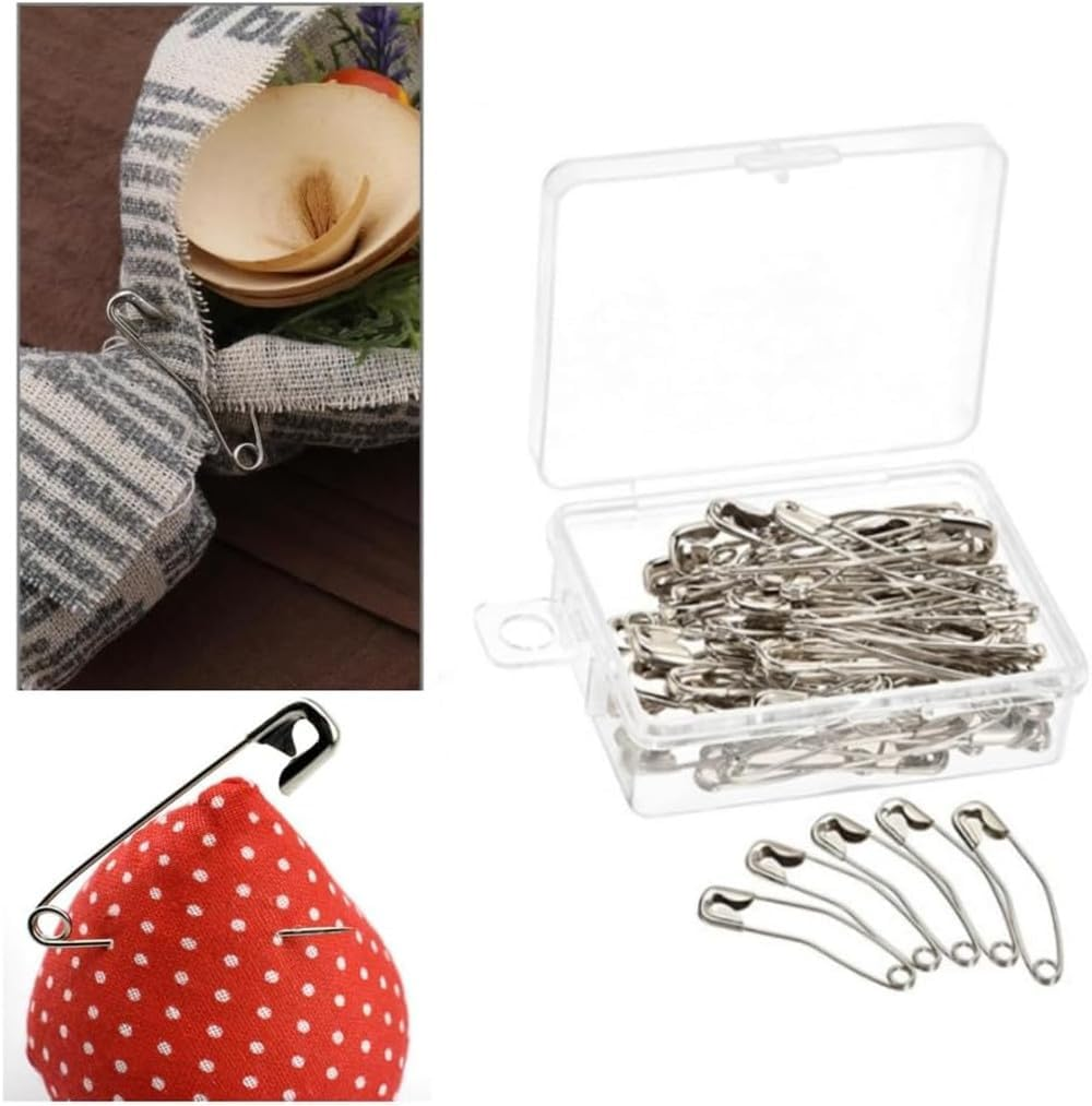 200 Pcs Curved Safety Pins, 1.5 Inch Bent Safety Pins Accessories for Crafting Quilting Knitting Sewing (Silver) image number 1