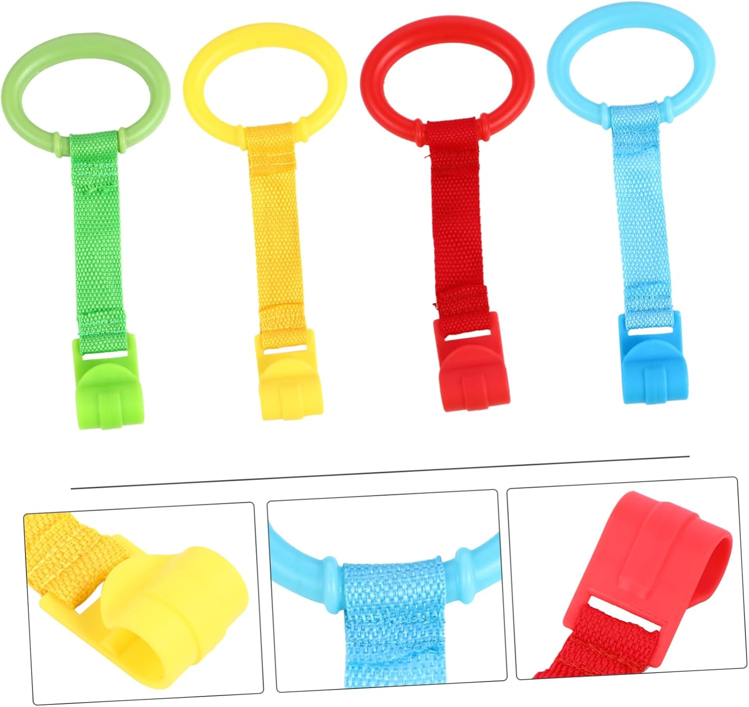 Milisten 4Pcs Portable Baby Pull Ring and Stand up Rings for Nursery Cot, Infant Pull-Up Assistance, Colorful Safe Plastic Pulling Toy for Early Standing Practice image number 2