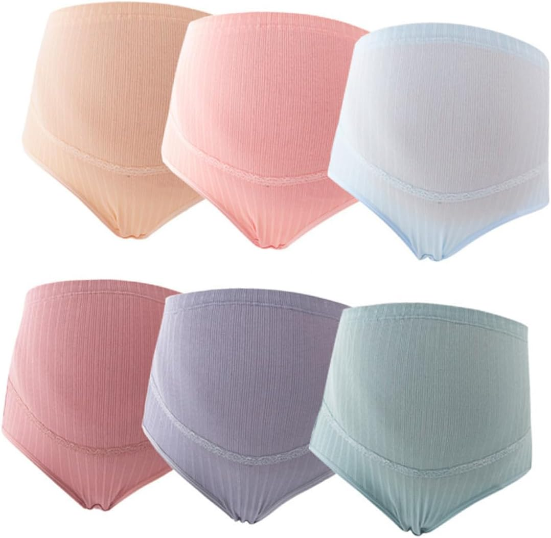 Maternity Panties High Waist Cotton Underwear with Splice Stomach Lift Adjustable Fit for Pregnant Women Breathable Stretchy Comfort