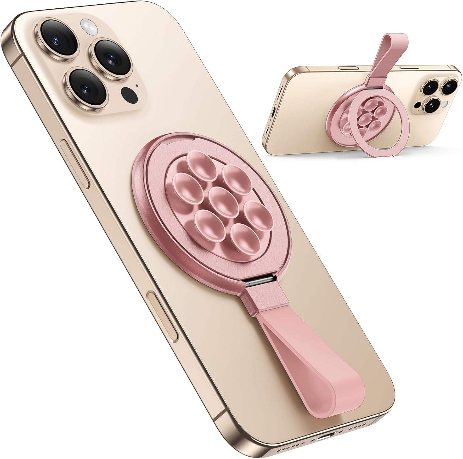 TAURI Magnetic Phone Grip Accessories Holder with Stand, Compatible with Magsafe, Double-Side Design, Silicone Back Suction Cup for Glass and Smooth Surface, Hands-Free for Selfies and Videos - Sky