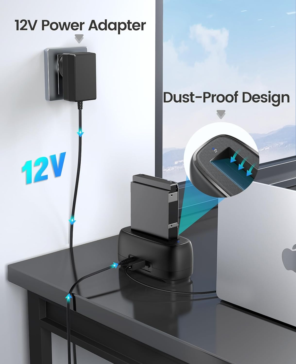 ORICO External Hard Drive Docking Station for 2.5/3.5 Inch HDD SSD USB 3.0 to SATA Hard Drive Dock up to 20TB Support UASP 12V Power Adapter image number 5