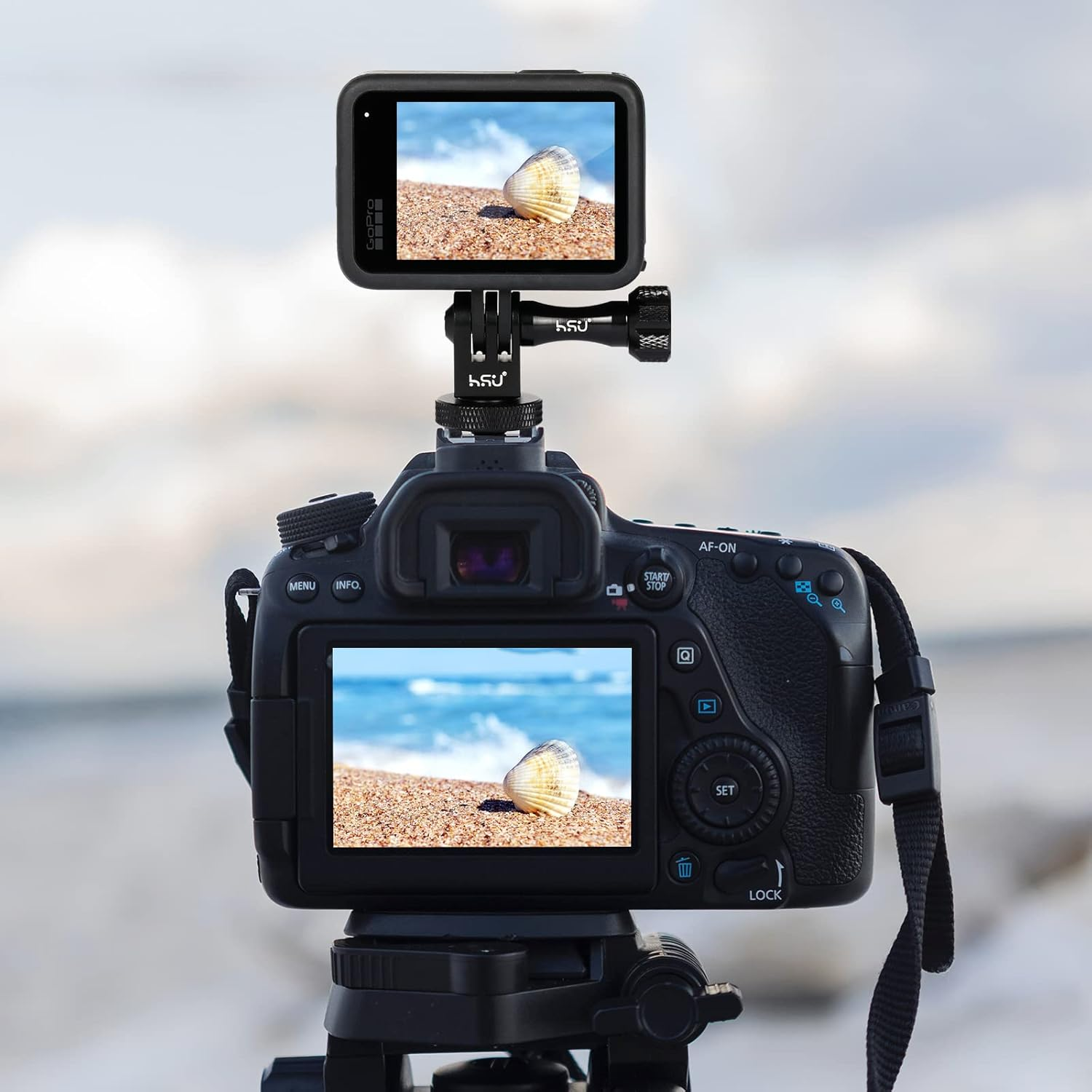 HSU Aluminum Alloy Cold Shoe Adapter for Gopro, Tripod Mount Adapter for Hero 11/10/9/8/7/6/5/4/3 Action Cameras image number 2