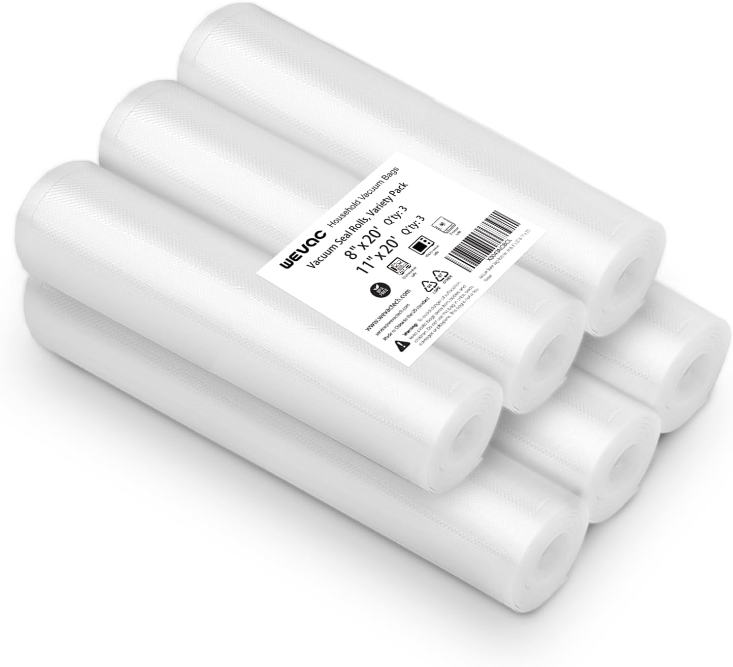 [2024 New] Vacuum Sealer Rolls Bags for Food, 6 Pack 20Cm X 6M and 28Cm X 6M, Great for Food Storage, Sous Vide and Meal Prep, Wevac Lite image number 5