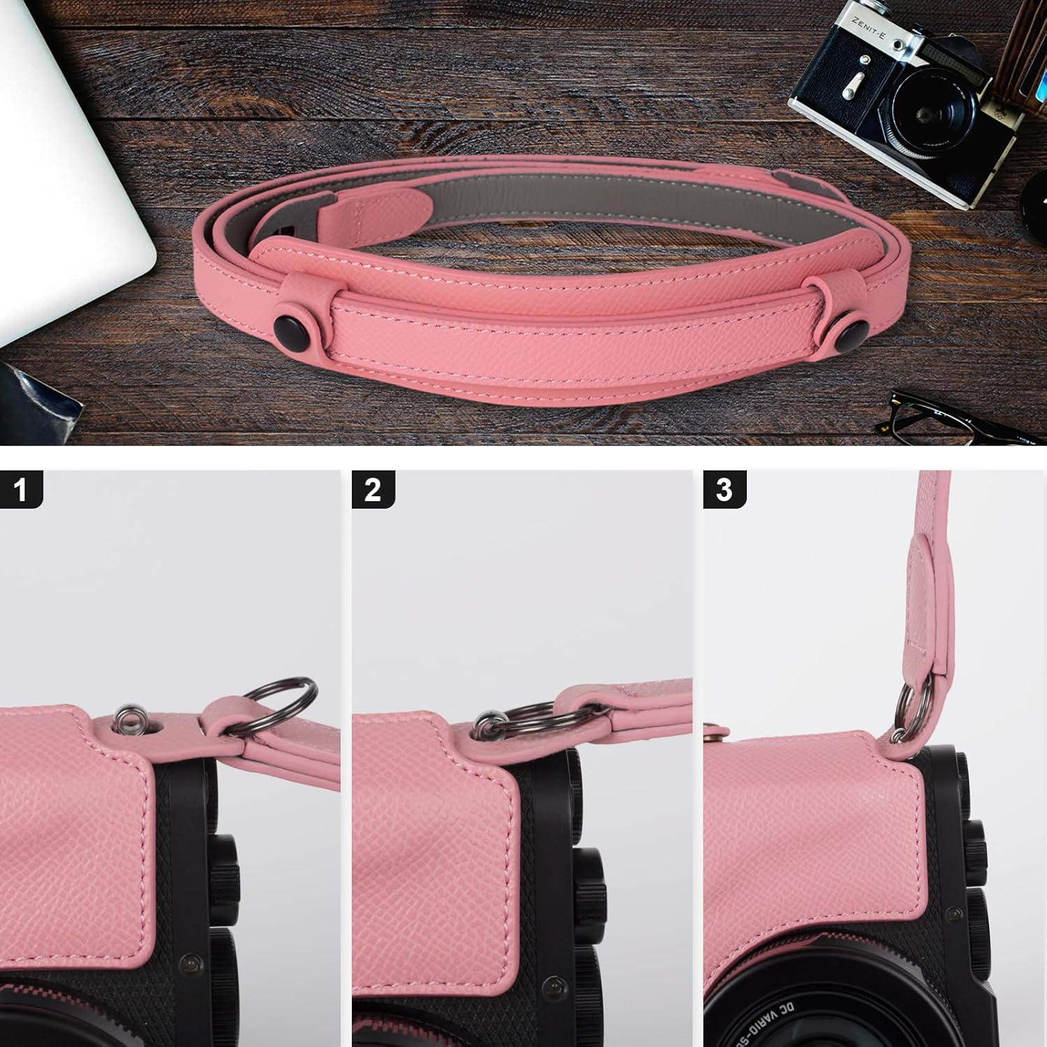 VOVMOEYA Leica D-LUX8 Camera Case Cover Kit for Leica DLUX8 Half Case D-LUX 8 Camera Cover with Front Lens Cap and Shoulder Strap - Blue image number 6