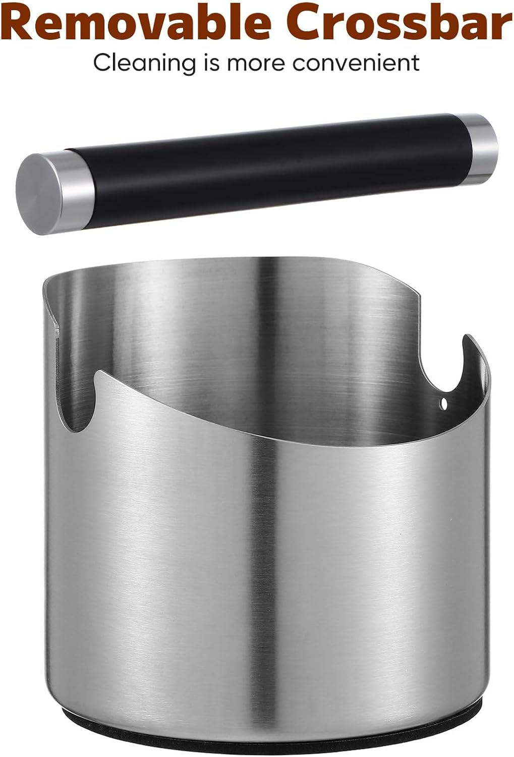 DEARMAMY Stainless Steel Coffee Knock Holder round Coffee Grounds Container Espresso Knock Box for Home and Professional Use Compatible with Italian Espresso Machines image number 6