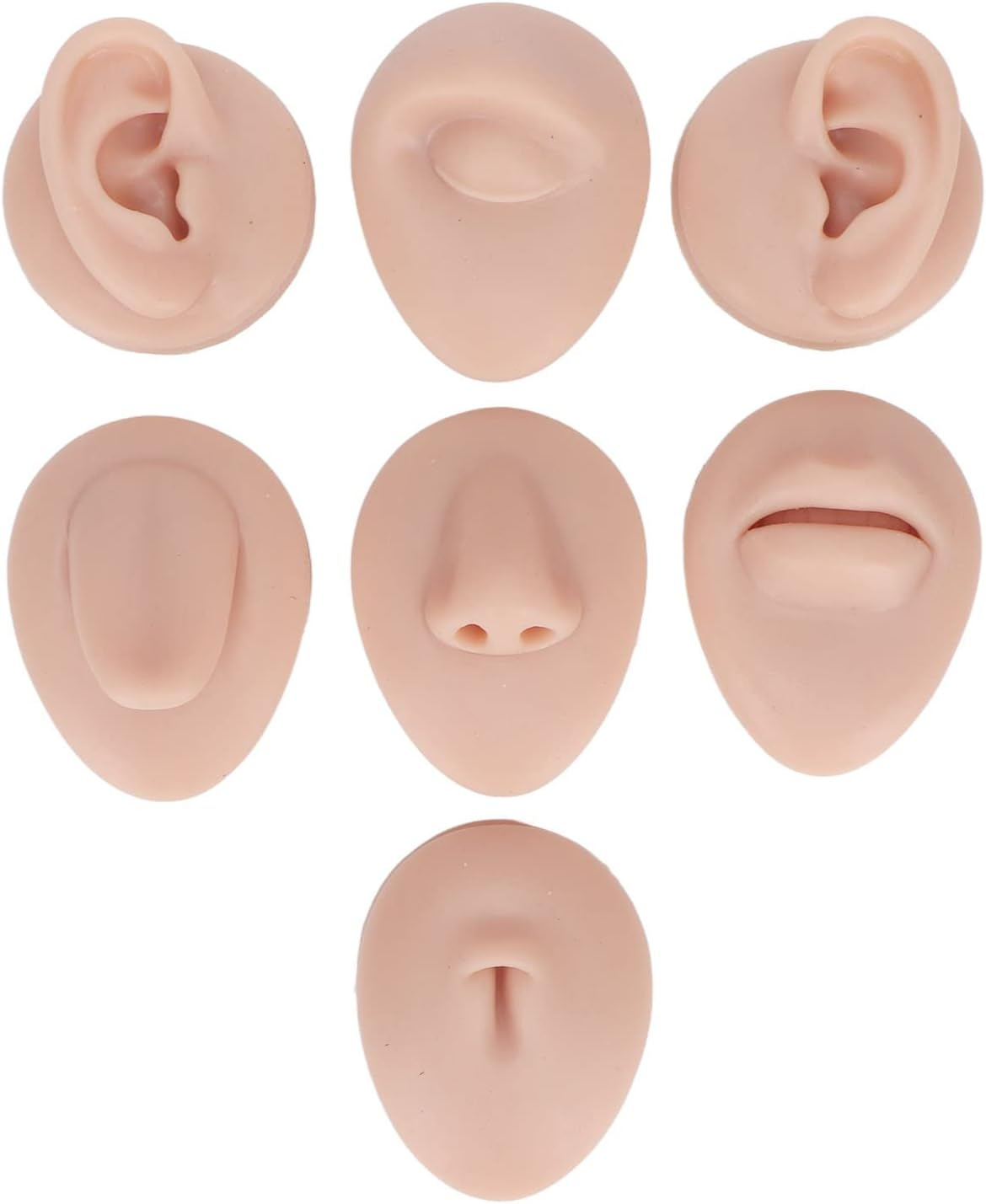Body Piercing Practice Model, Simulation Ear Model Mouth Belly Button Model 3D Reusable Silicone for Novice (Medium Skin Color) image number 1