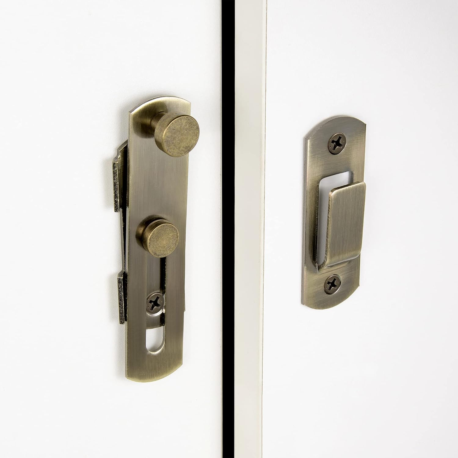 INIRET 2 Packs Barn Door Latches，3.93&rdquo; X 2.75&rdquo; Bronze Stainless Steel Barn Gate Flip Door Latch Bi-Fold Door Lock,Sliding Door Antique Lock Gate Latches Wine Cabinet Carbon Steel Closet Door Latches