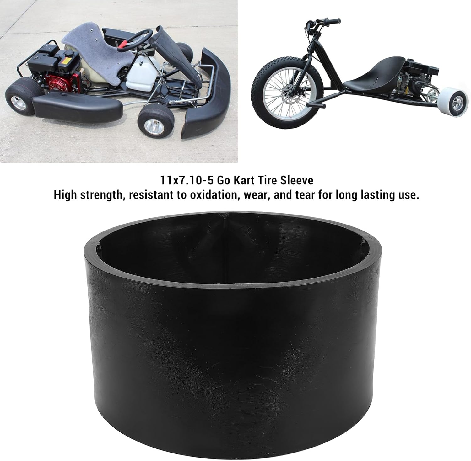 11X7.10-5 PVC Plastic Tire Sleeve, Go Kart Tire Sleeve Drift Ring Replacement for Drift Trikes, Go-Karts, Drifting Scooter, Drifter Wheel Hub Accessories, Easy Installation image number 1