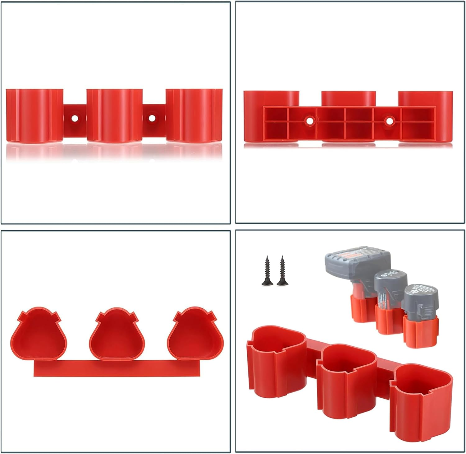 3Pcs 3-In-1 Battery Holders, Compatible with Milwaukee M12 Battery Tool Storage Holders with Battery Slots,Battery Holder for Makita Battery Tool Holders Storage for Bosch 12V Battery Packout Racks image number 4