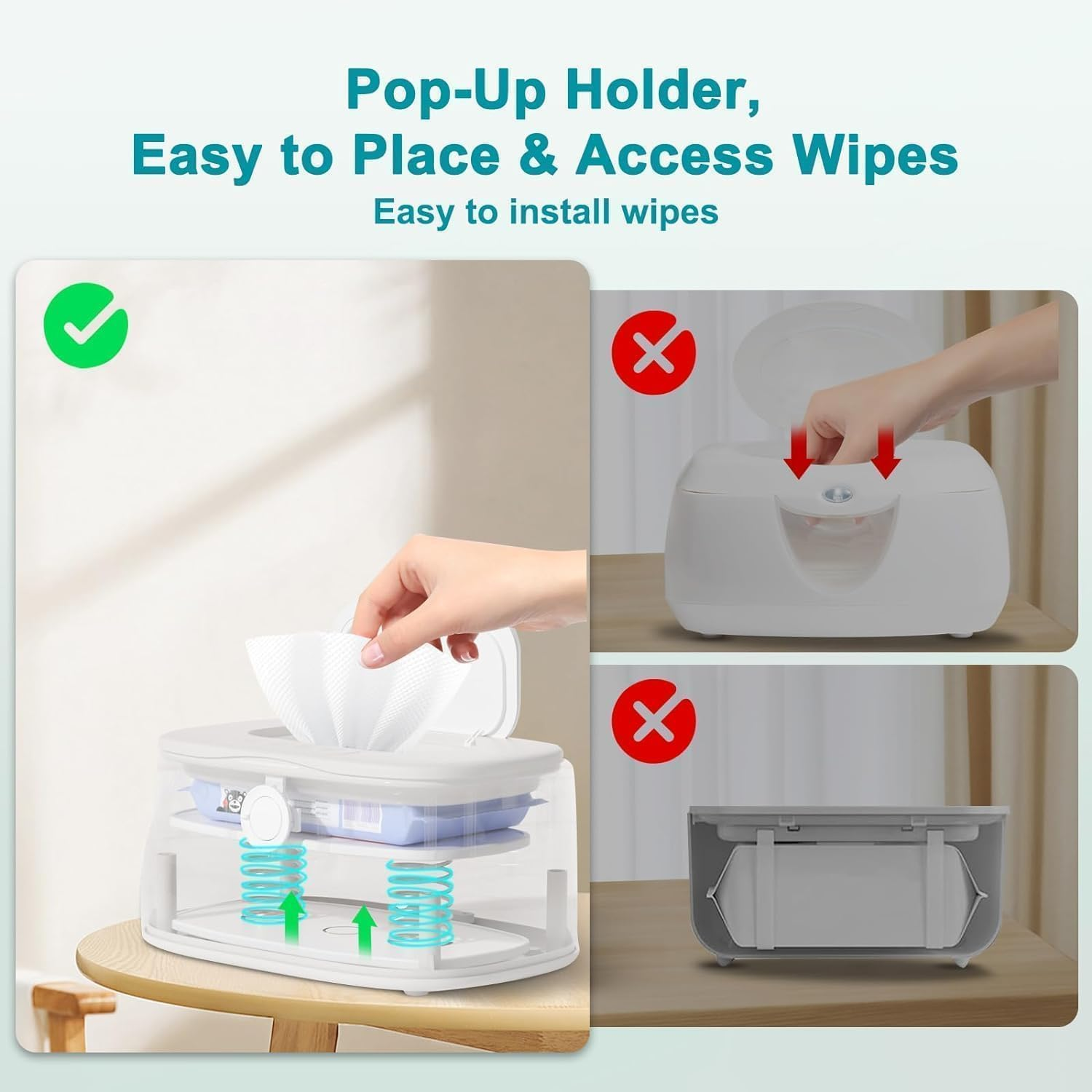 Baby Wipes Warmer, Adjustable Diaper Wipes Warmer with LED Light & USB Cable, Wipe Warmer with Digital Display, Heater Thermostat Wet Wipes Box for Home Travel image number 5