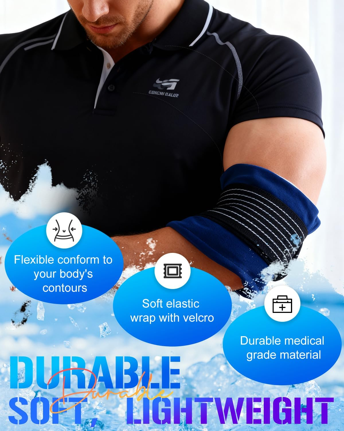 YESDEX Ice Pack for Injuries Reusable - 3 Pcs Gel Ice Packs for Hot Cold Compress with 1 Adjustable Wrap, Supports Recovery, Joint and Muscle Pain Relief &ndash; Knees, Back, Ankle, Shoulders, Arms and Legs image number 3