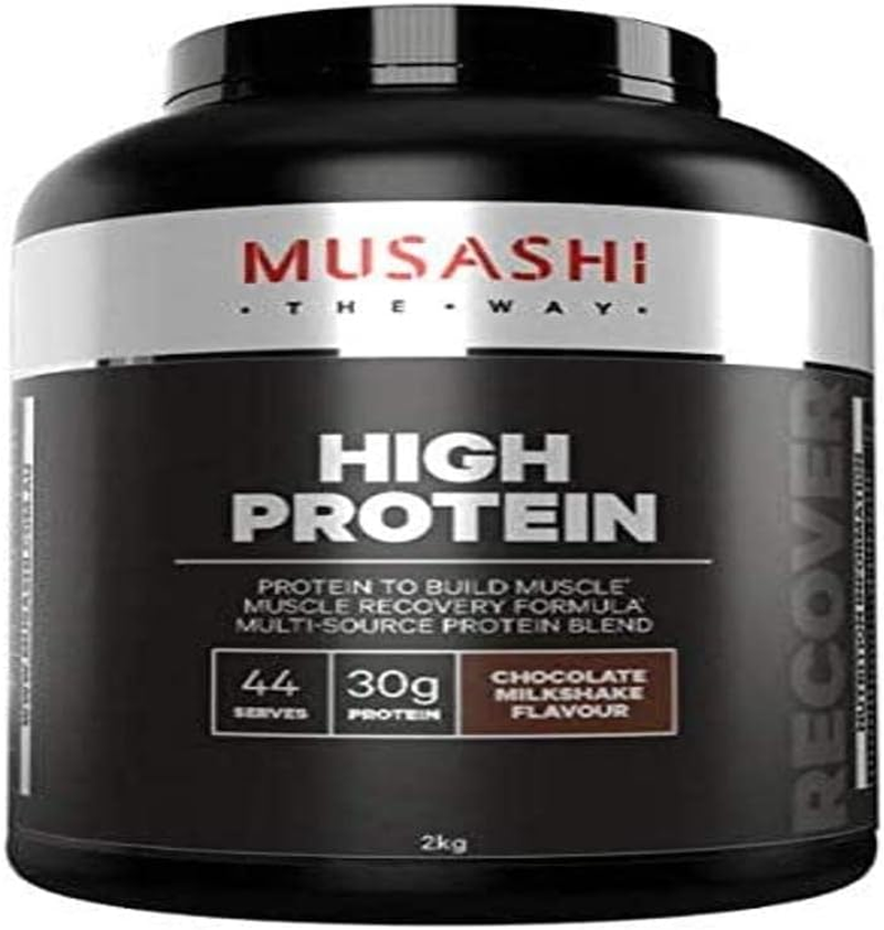 MUSASHI High Protein Powder, Chocolate Milkshake, 2KG