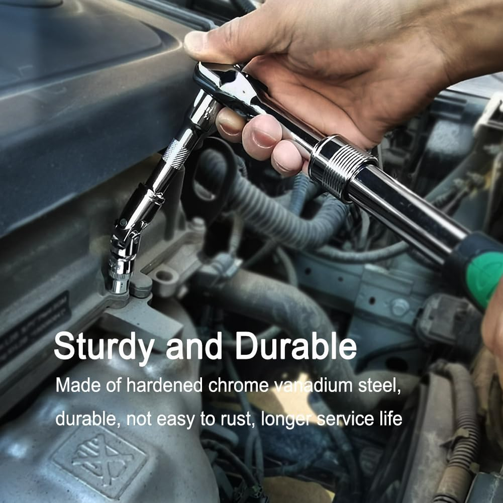 4 Piece 3/8 Inch Drive Extension Bar Set, 3/8 Inch Drive Socket Extension Set Includes 3, 6, and 10 Inch Extensions and 3/8 Inch Drive Universal Joint Socket image number 5