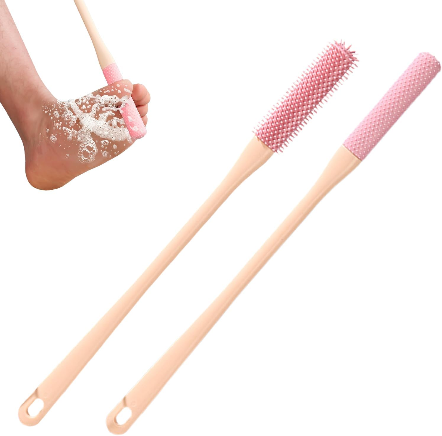 Silicone Foot Brush | Silicone Bristles Feet Brush,Foot Scrubber in Shower, Bristles, Deep Cleaning Extended Handle for Elderly Seniors