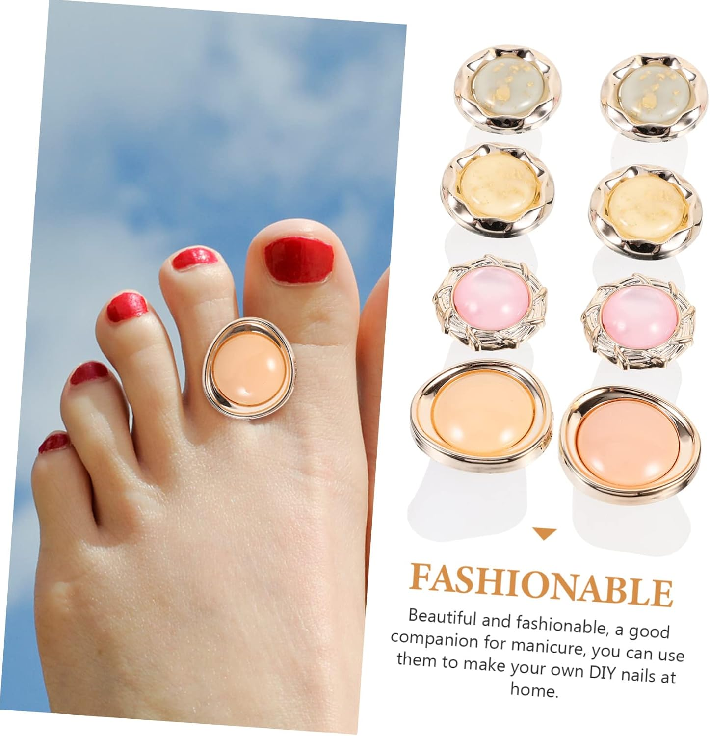 Minkissy 8Pcs Silicone Toe Separators for Nail Polish Pedicure Toe Spacers Decorative Design Comfortable Easy to Use