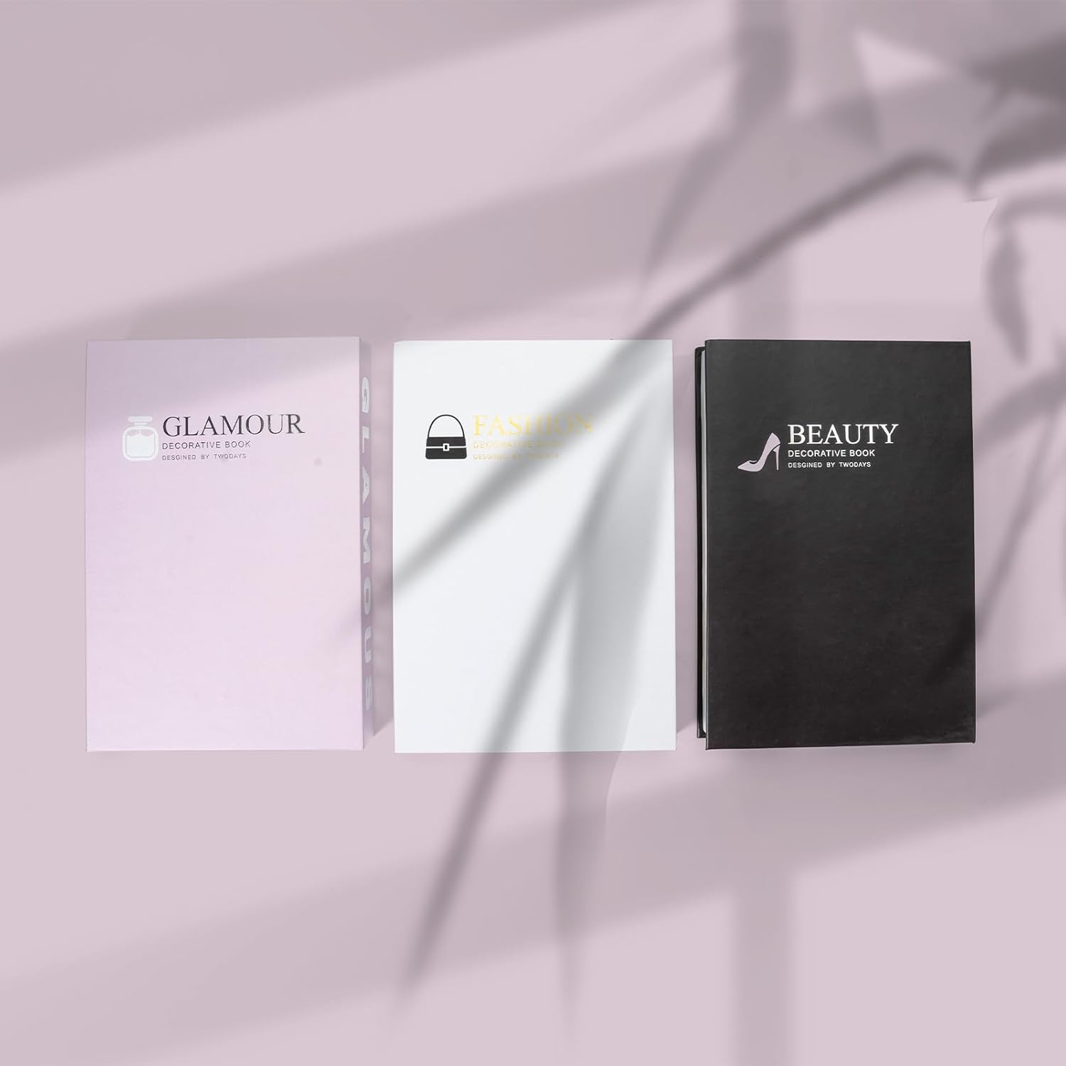 Twodays Fashion Designer Coffee Table Books for Shelf, Girly Light Pink Room Decor, Luxury Decorative Fake Books. (Set of 3) image number 3