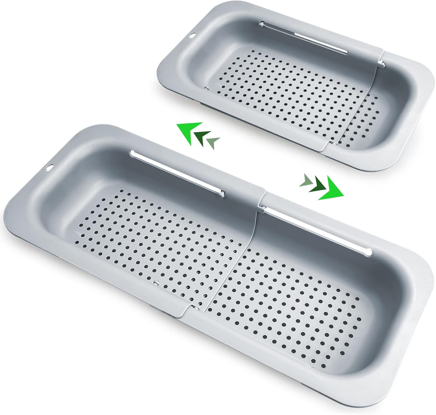 Extendable Colander Strainer over the Sink, Retractable Kitchen Sink Basket to Wash Vegetables and Fruits, Food Strainers to Drain Pasta and Dry Dishes, Plastic Colanders for Sink White Medium