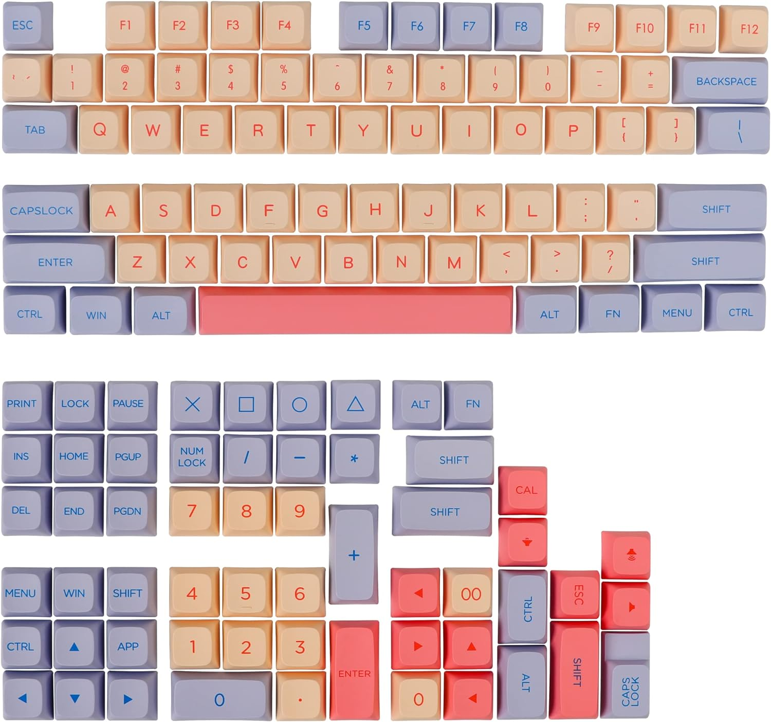 Fogruaden PBT Keycaps 132 Keys Marshmallow Set, XDA Profile, Dye-Sublimation Cute for Cherry Gateron MX Switches Mechanical Keyboard image number 5