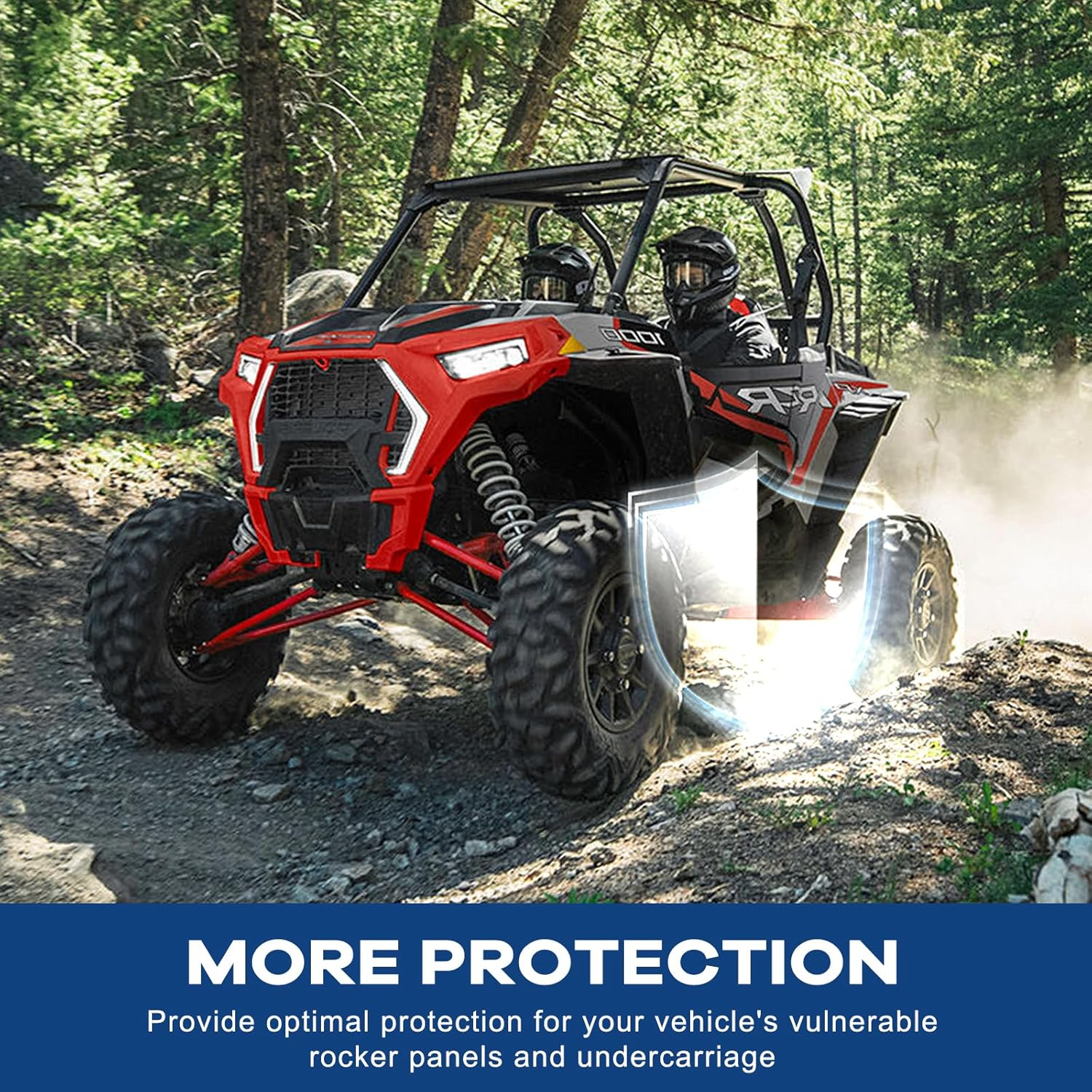 ELITEWILL Red RZR Rock Sliders Nerf Bars with Bolts Side Step Tree Kickers Fit for 2014-2023 Polaris RZR 900 Trail, 900S, 1000S, 1000XP, Turbo - 2 Seaters image number 2