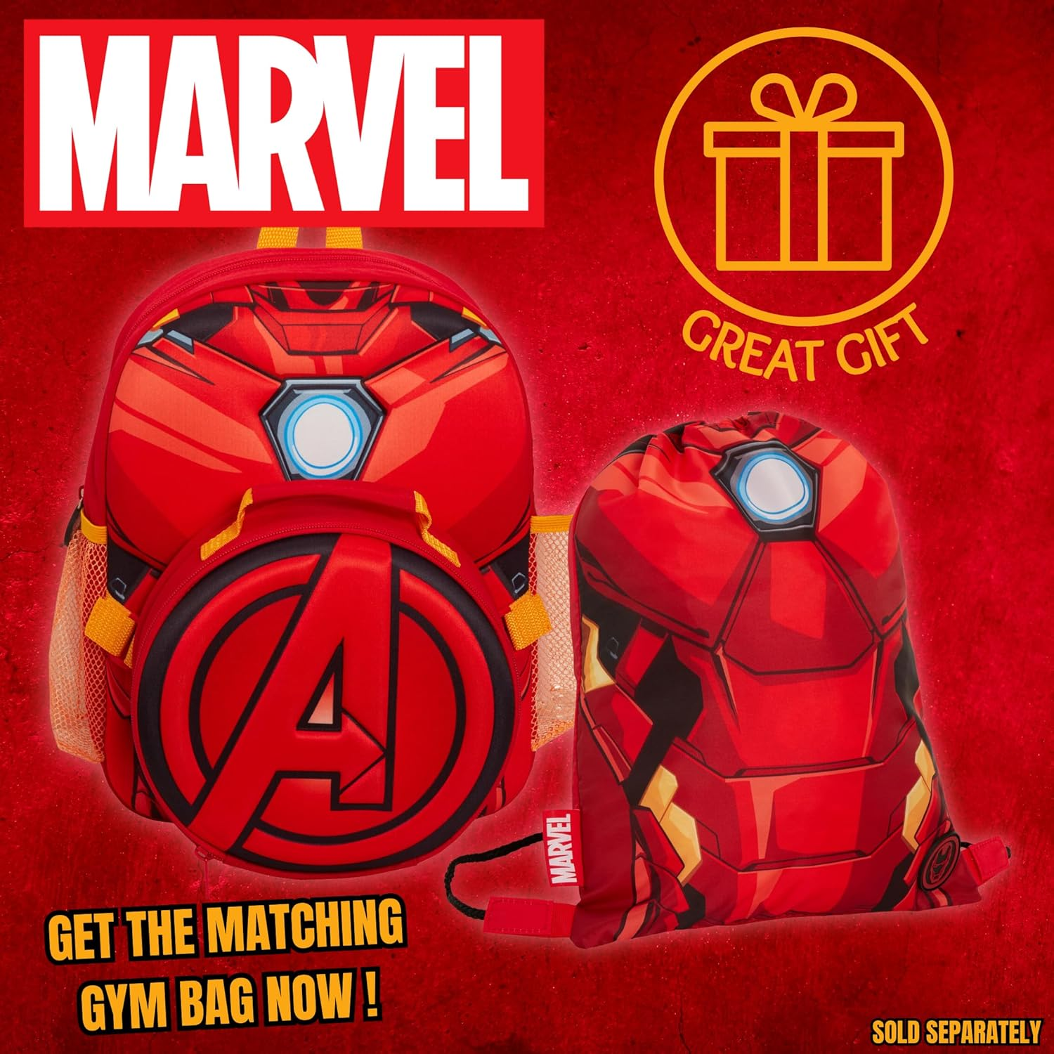 Marvel Kids Iron Man Backpack Avengers Detatchable Lunch Bag Water Bottle Holder Matching 2 Piece Set image number 6