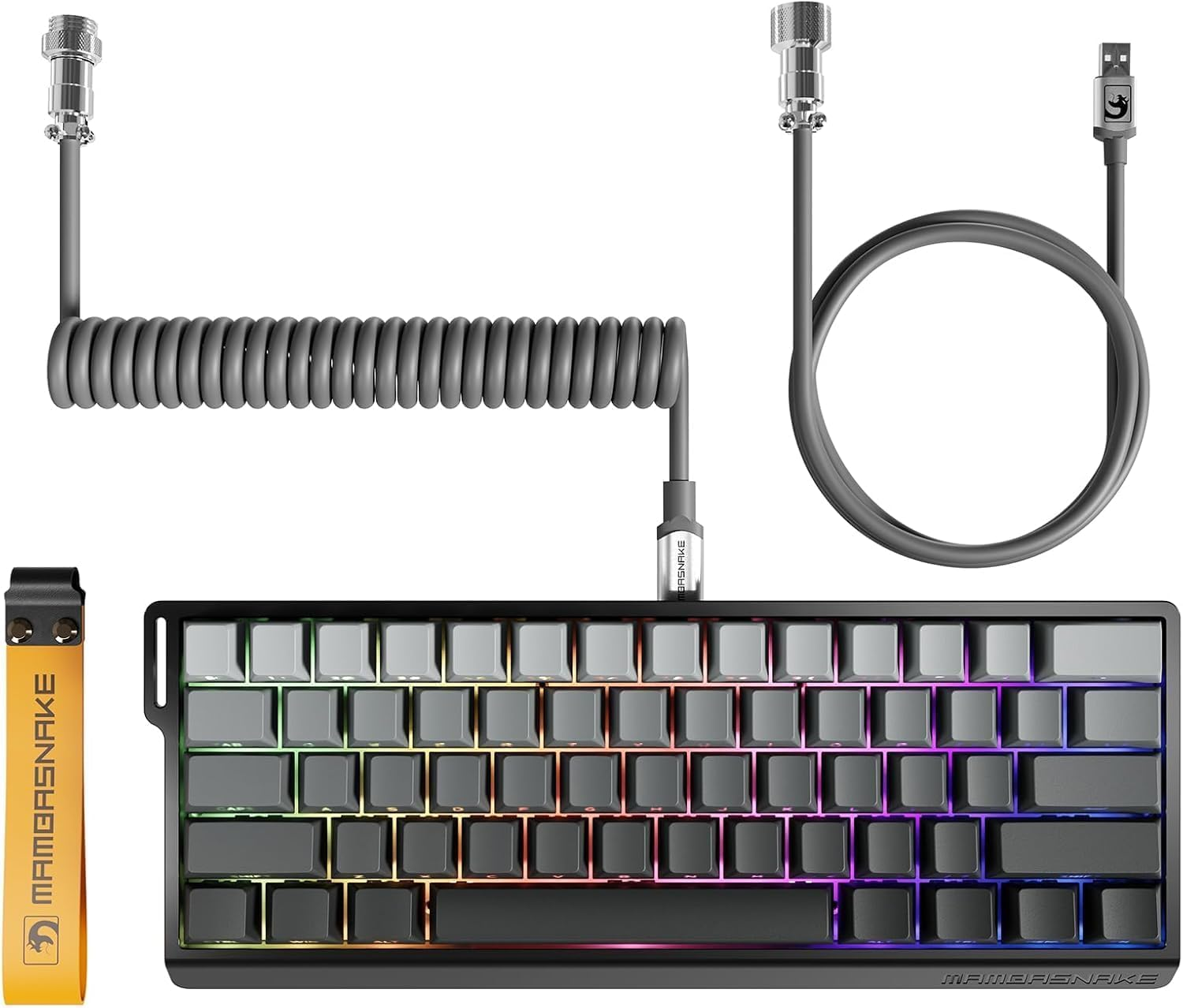 MAMBASNAKE X60 HE 60% Bt/2.4G/Wired Tri-Mode Gaming Keyboard Adjustable Actuation,Rapid Trigger Magnetic Switch Mechanical Keyboard,Rgb Backlit,8Khz Polling Rate with Coiled Cable for Pc/Mac-Moonlight image number 5