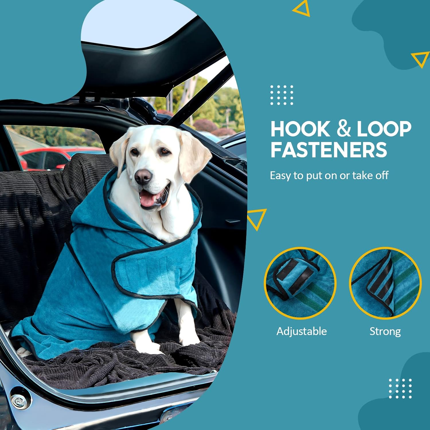 Avont Dog Bathrobe - Super Absorbent Pet Drying Towel Bath Robes after Bath Shower Swim Wet Walk for Puppies -Blue(L) image number 6