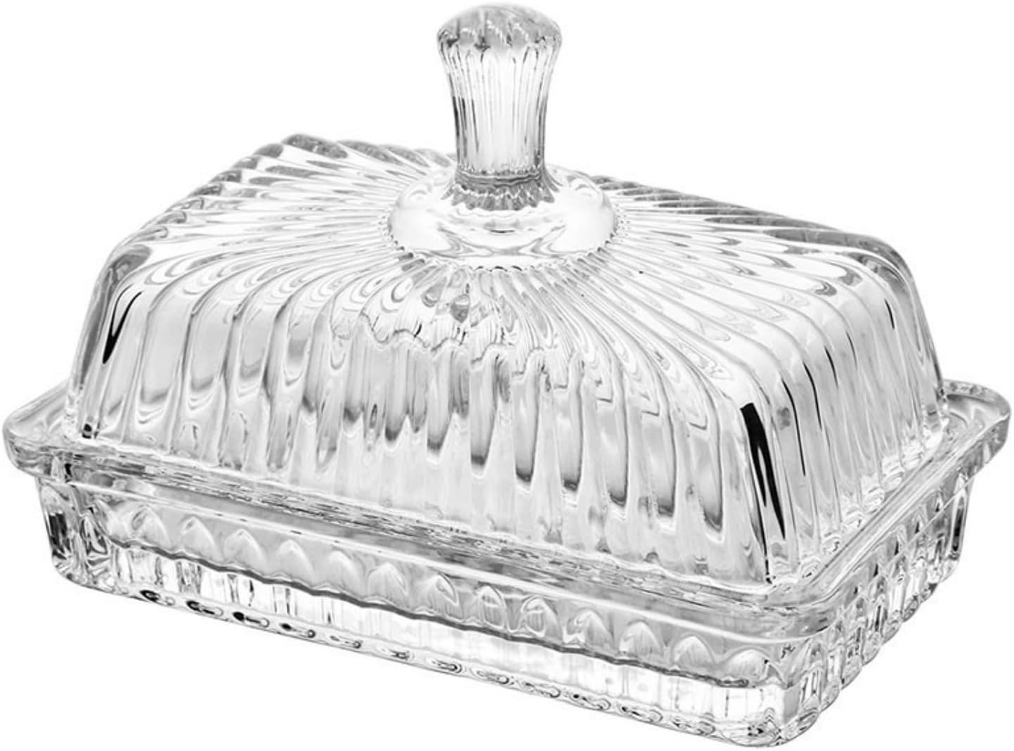 UPAUS Glass Butter Dish with Lid, 16Cm Clear Classic Crystal Covered Butter Container for Countertop, Butter Keeper for Fridge, Butter Holder for Home Kitchen, Dishwasher Safe image number 6