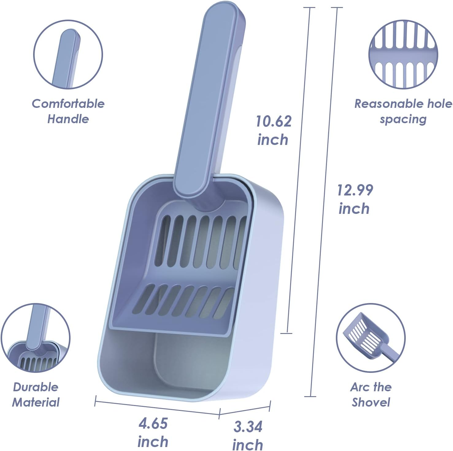 MEREN Cat Litter Scoop with Holder,Plastic Cat Litter Scooper,Deep Shovel,Large Capacity,Cat Scooper for Litter Box with Stand, Great for Scoop Away Cat Litter,Poop Sifting,Durable and Cute(Blue). image number 5