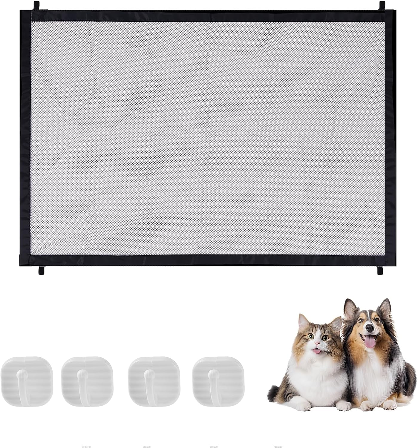 Barrier 110 X 72 Cm Dog Door Safety Gate Stair Safety Gate No Drilling with 4 Adhesive Hooks Extendable for Stairs, Doors, Child Safety Stairs, Suitable image number 5