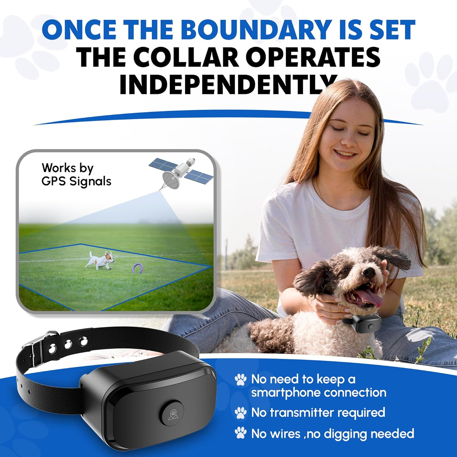 GF02 plus - Customizable GPS Dog Fence with Remote Training, No Subscription Required, Set up Boundary in 1 Minute with App, Waterproof GPS Dog Collar System, Long Battery Life image number 3