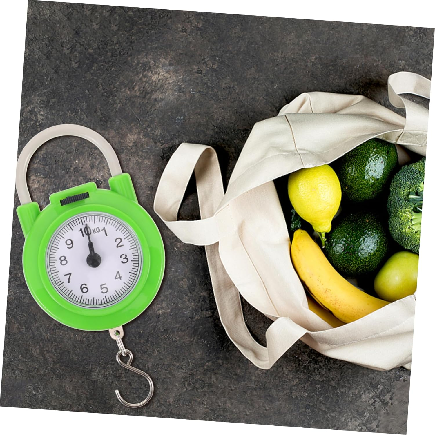 HIAKDOFT Portable Spring Scale for Luggage Travel High-Precision Small Manual Suitcase Weight Scale with Hook Fluorescent Green Compact Handheld Tool image number 3