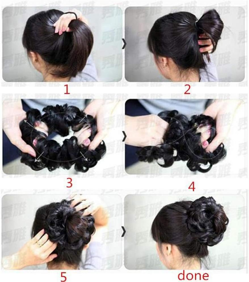 OSALADI Messy Hair Bun Hair Scrunchies Extension Donut Chignons Scrunchie Curly Wavy Hairpiece for Womens Hair (27H613) image number 1