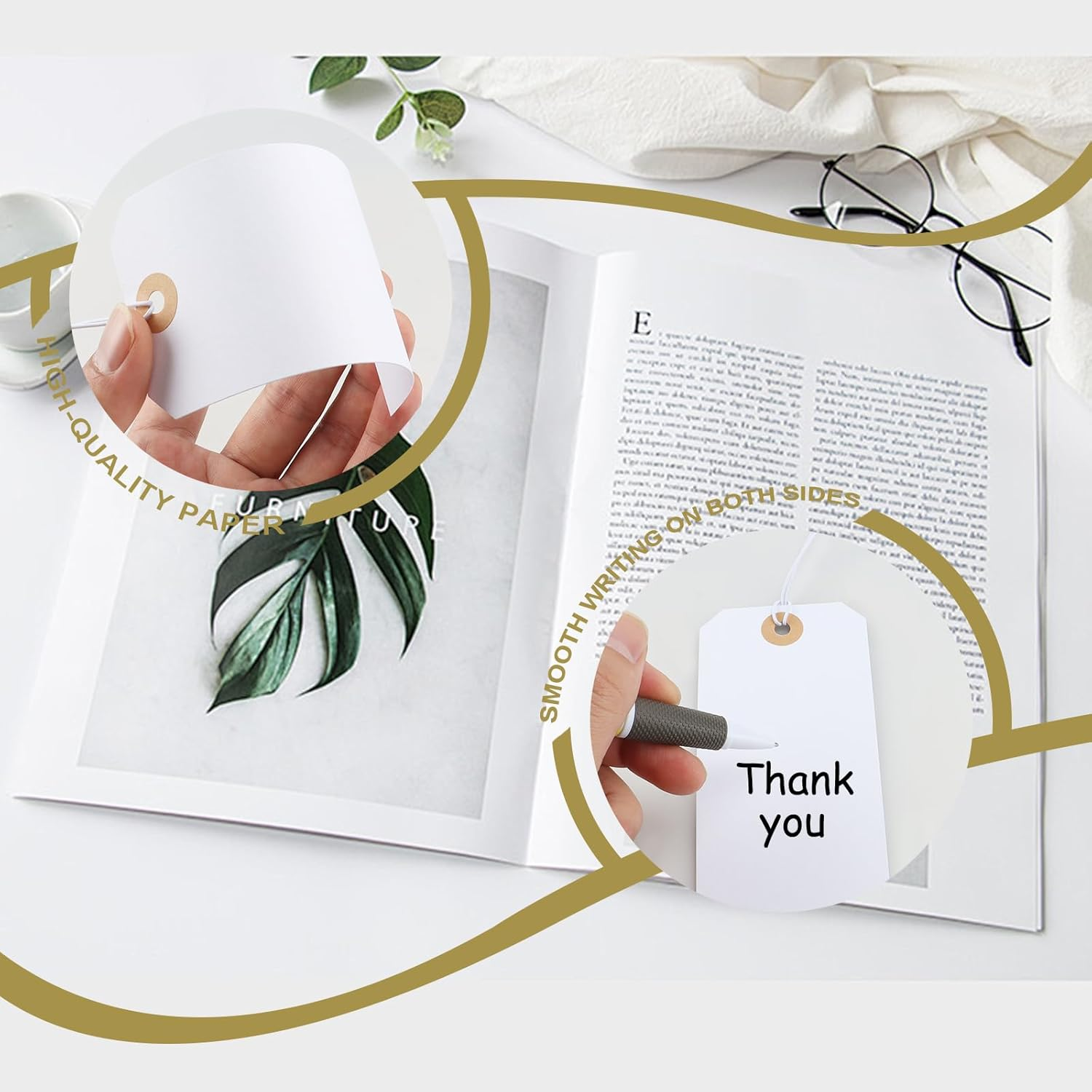 100 Packs Christmas Tags for Presents,Luggage Labels with String for Christmas,Graduation,Gifts,Sales Labels,4.76"&times;2.36"(White) image number 4