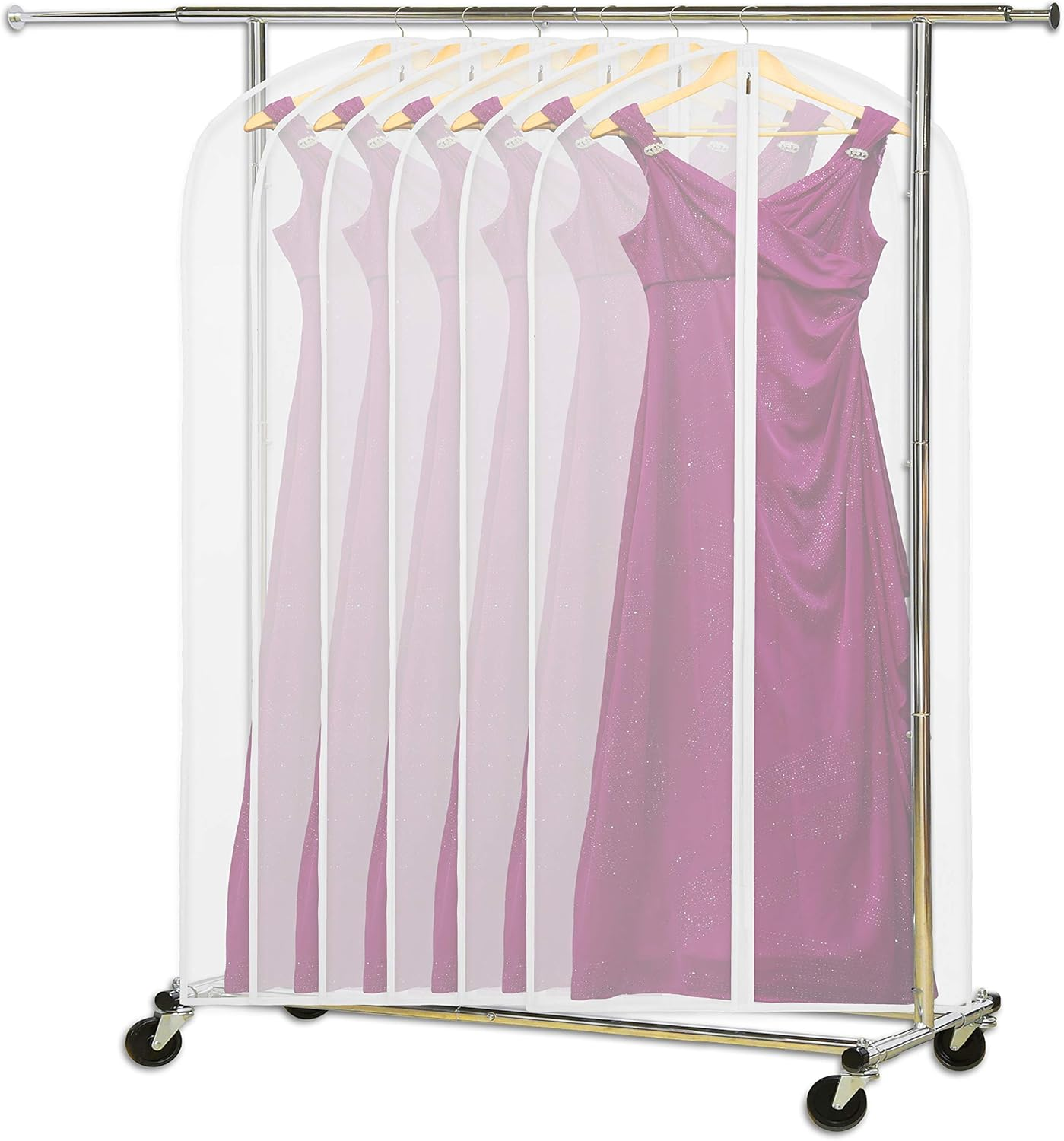 Simplehouseware 6 Pack Clear Garment Bag, 60 X 150 Cm with Zipper for Suits, Dresses, Costumes and Uniforms image number 6
