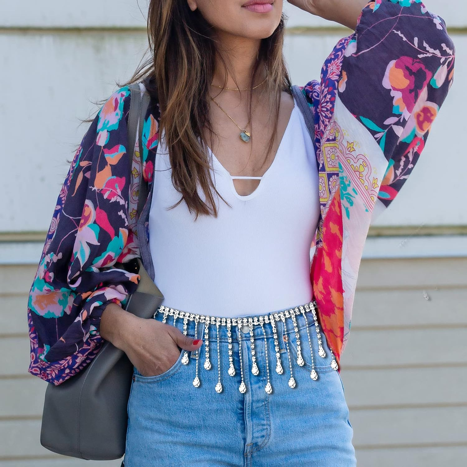 Savita 2 Yard Rhinestone Ribbon Tassel Chain, Glitter Rhinestone Fringe Trim with Drop Shaped Pendant Crystal Tassel Trim Diamond Fringe for Wedding Bridal Accessories DIY image number 5