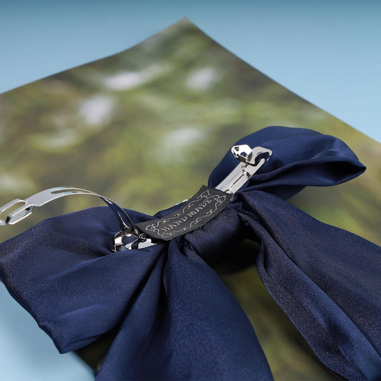 Blue Satin Hair Bow for Women, One Size Hair Clip for Daily Wear and Special Occasions by Unron - Red image number 5