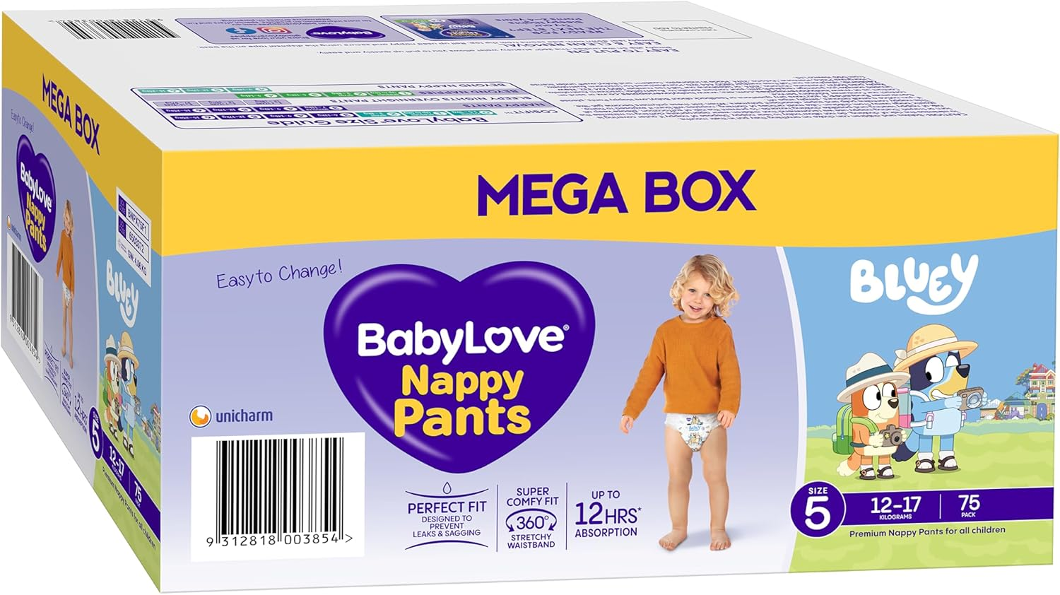 Babylove Nappy Pants Mega Box (Limited Edition), Size 5 (12-17Kg), 75 Pieces (3 X 25 Pack)
