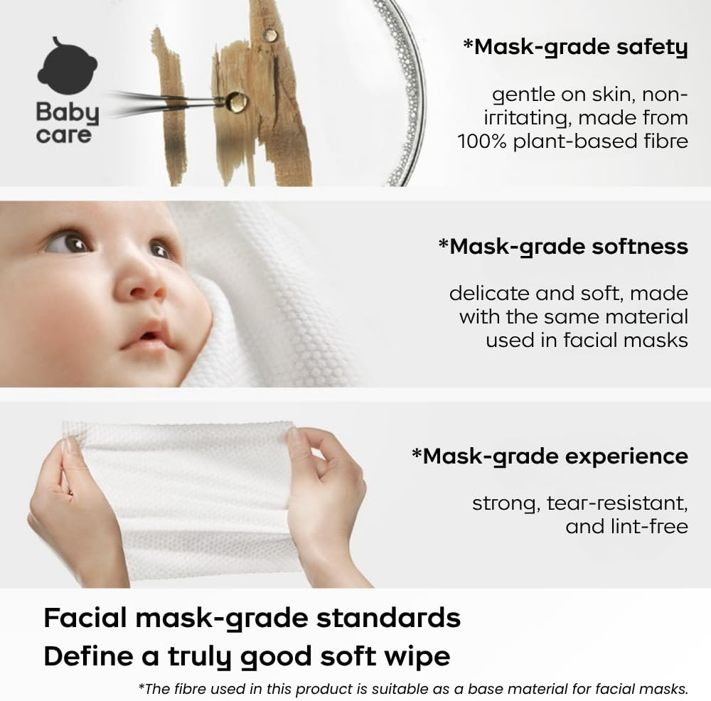 Bc Babycare Dry Wipes Cloud Thickened Facial Soft Tissue, Chemical Free, Wet or Dry Use (320 Counts - 80Pcs of 4Pk) image number 5