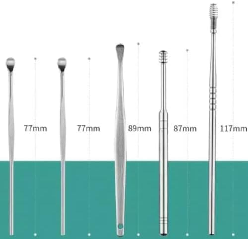 PARENCE - Set of 6 Earwax Cleaning Tools, Ear Curette, Medical Cleaner, Ear Cleaner for Earwax Curette, Stainless Steel image number 4