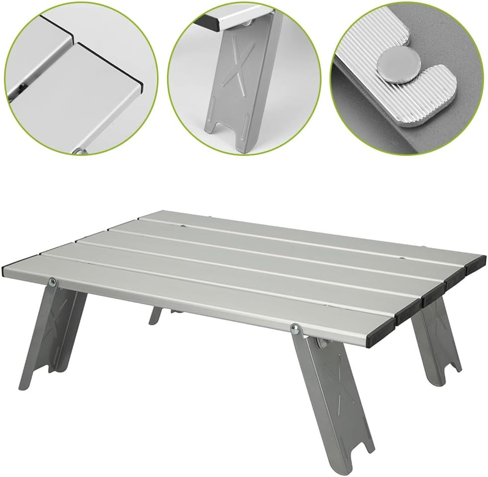 15.7"X11.4"X5.3" Ultralight Aluminum Camping Table, Portable Folding Outdoor Table, Compact Beach & Picnic Table for Travel, Tailgating & Car Camping (Silver) image number 5