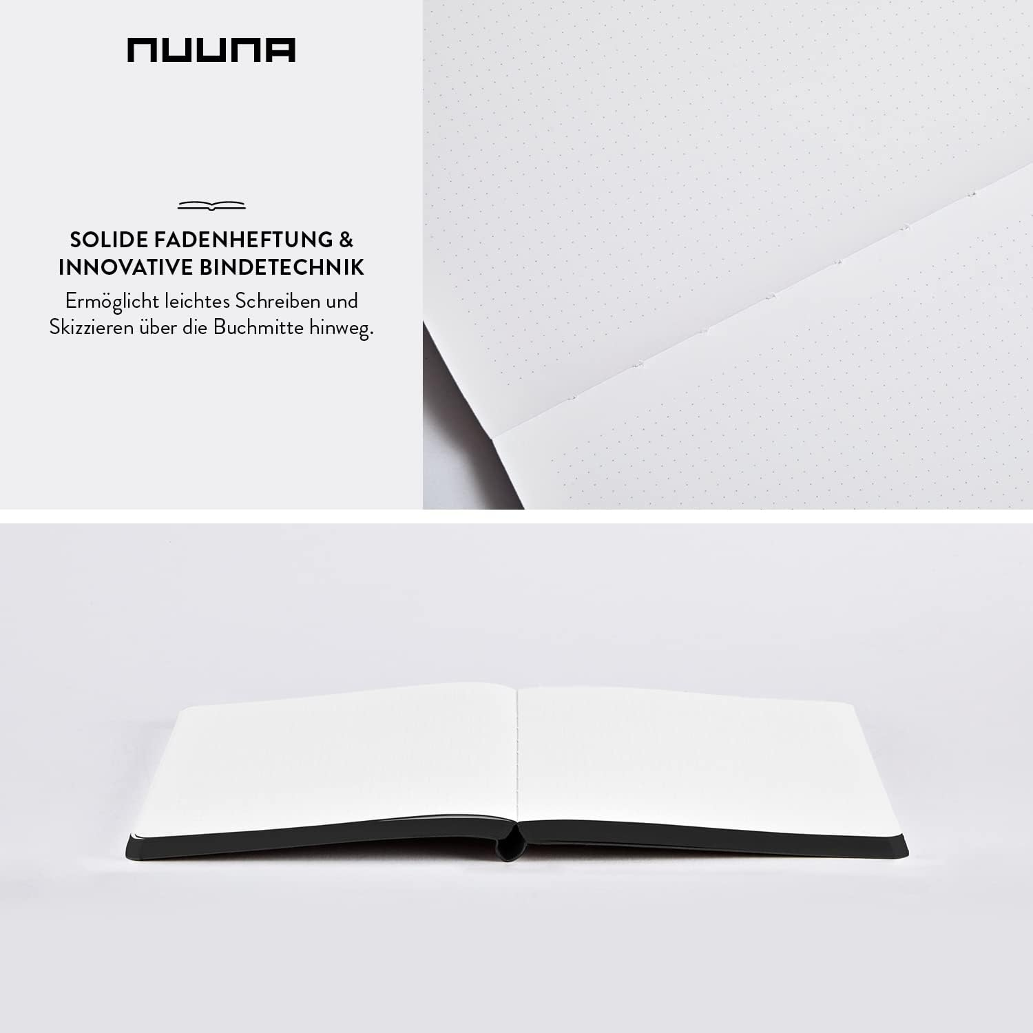 Nuuna Notebook A5 Graphic M - Jim 3.5 Mm Dot Grid 176 Numbered Pages 120 G Premium Paper Black Leather Sustainably Produced in Germany image number 5