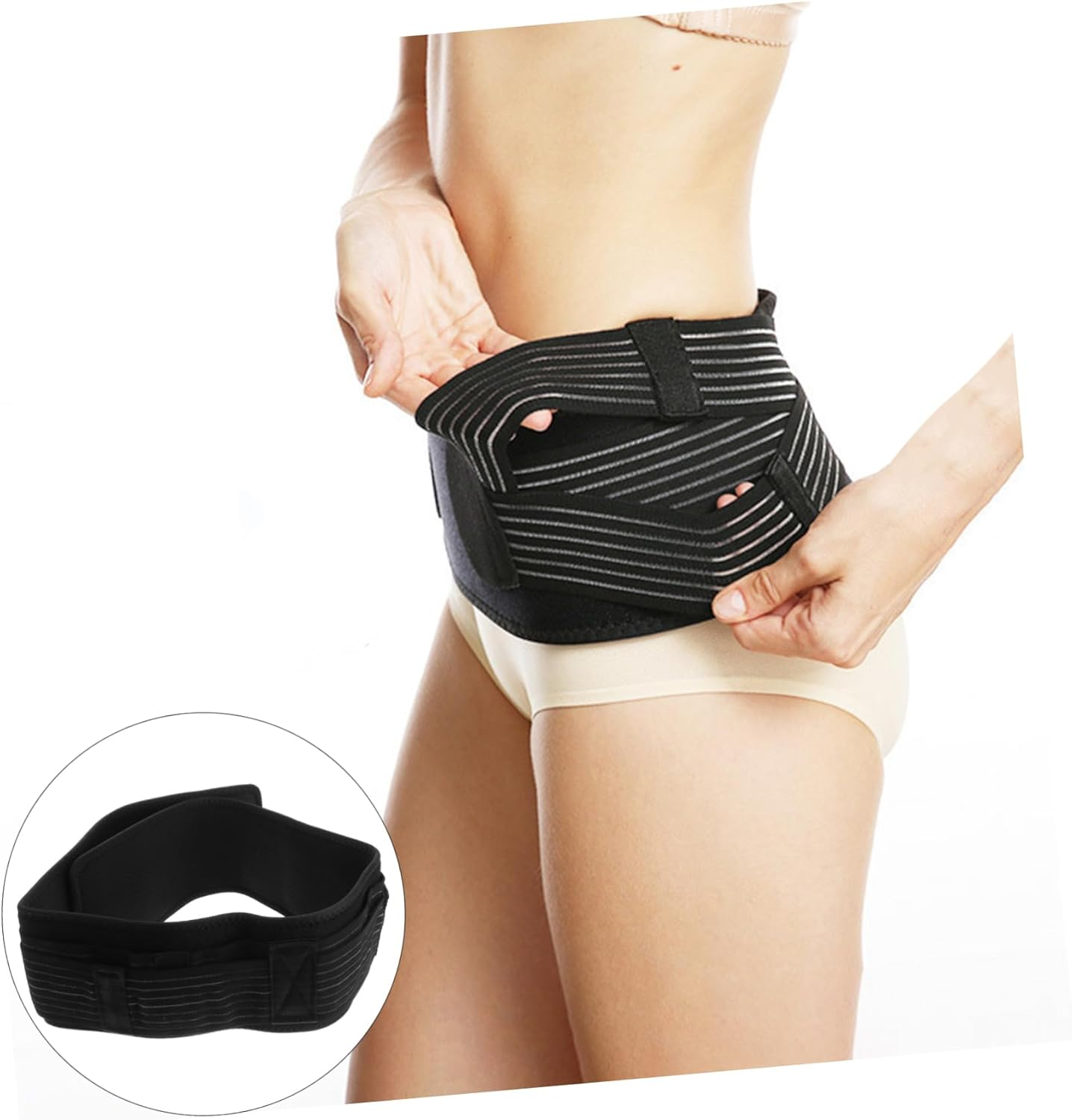 Minkissy Maternity Belly Bands Supports Belly Band Pregnancy Postpartum Dual Straps Black image number 1