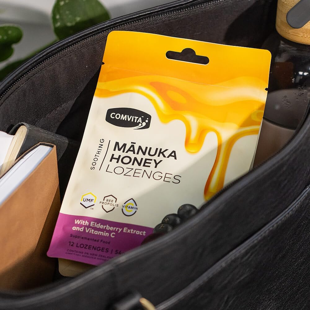 Comvita Soothing Mānuka Honey Lozenges - Elderberry (With Vitamin C and Bee Propolis), 40 Lozenges image number 2