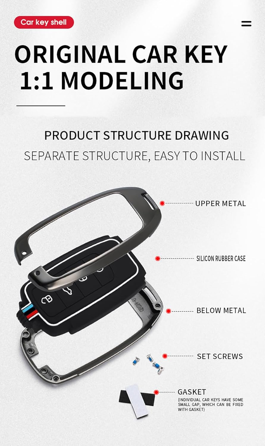 Ontto Metal Car Key Fob Cover Fit for Chery Tiggo 8 Pro plus New 5 plus 7 Pro Tiggo 7 Pro Max Omoda 5 C5 Key Holder Smart Silicone Key Case Shell Bag Keyring Keychain Auto Styling Accessories Silver 2