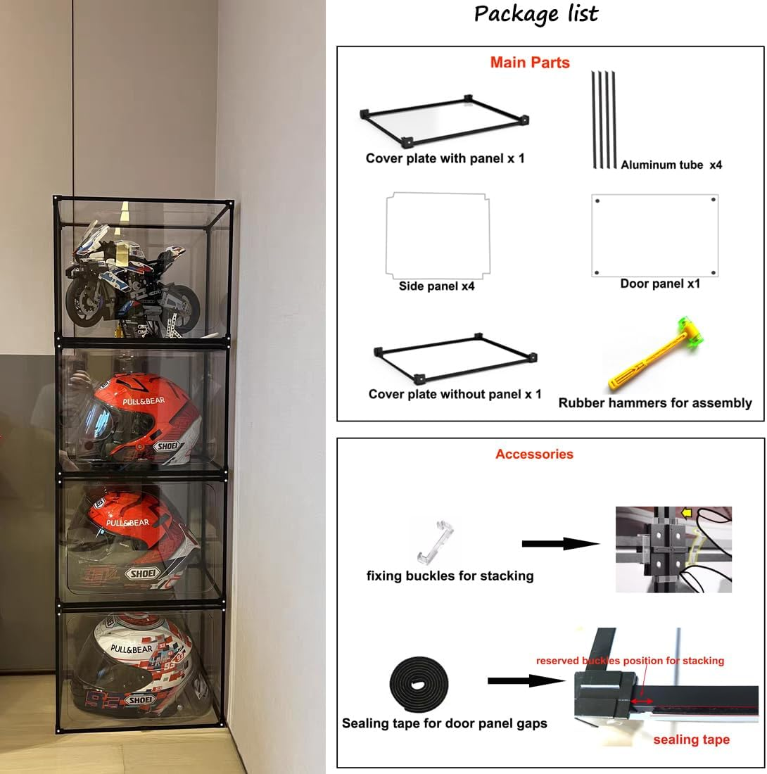 Motorcycle Helmet Storage Rack,Acrylic Helmet Organizer, High Transparent Display Cabinet for Football Helmet, Bike Helmet,Baseball Helmet image number 4