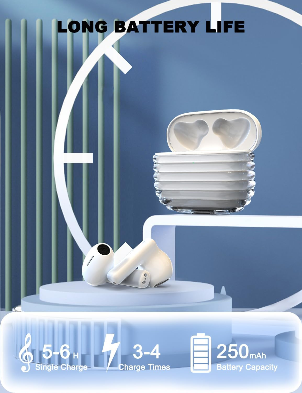 PHOCAR Wireless Earbuds Bluetooth 5.3, Sync No Delay, Light-Weight,Compact, Touch Control, Noise Canceling for Clear Calls, Wireless Earphones Compatible with Iphone, Samsung, Huawei, Xiaomi, Nokia image number 4