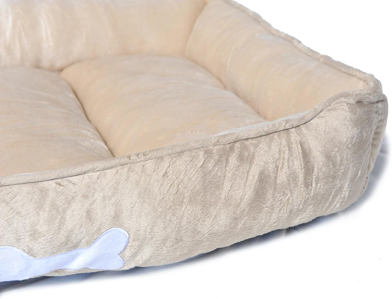 Long Rich Textiles Classic Solid Rectangle Dog and Pet Bed, Large, Tan/Taupe/Camel by Happycare Textiles, 24"X34" image number 2