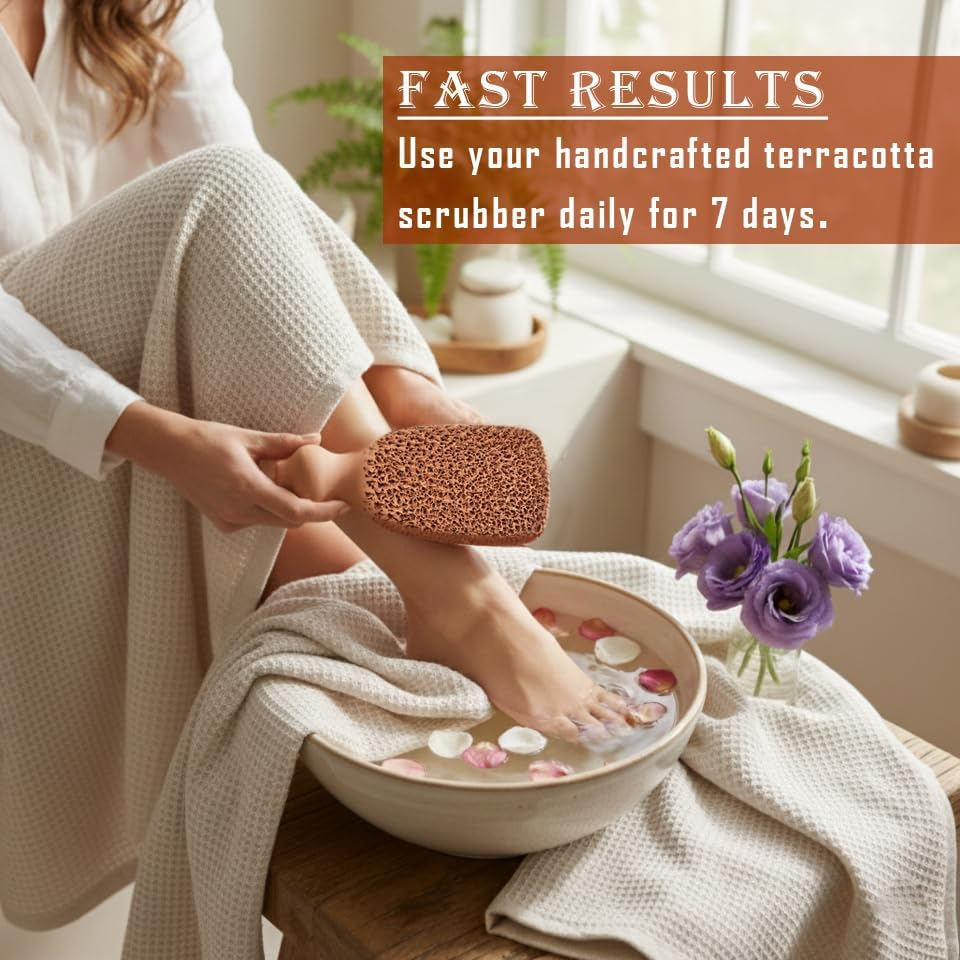 BEAUTICONE 100% Natural Terracotta Pumice Stone for Feet - Durable Callus Remover for Cracked Heels & Dead Skin - Dual Sided Foot Scrubber Pedicure Tool for Foot Care, Foot Exfoliator 5+ Years image number 1