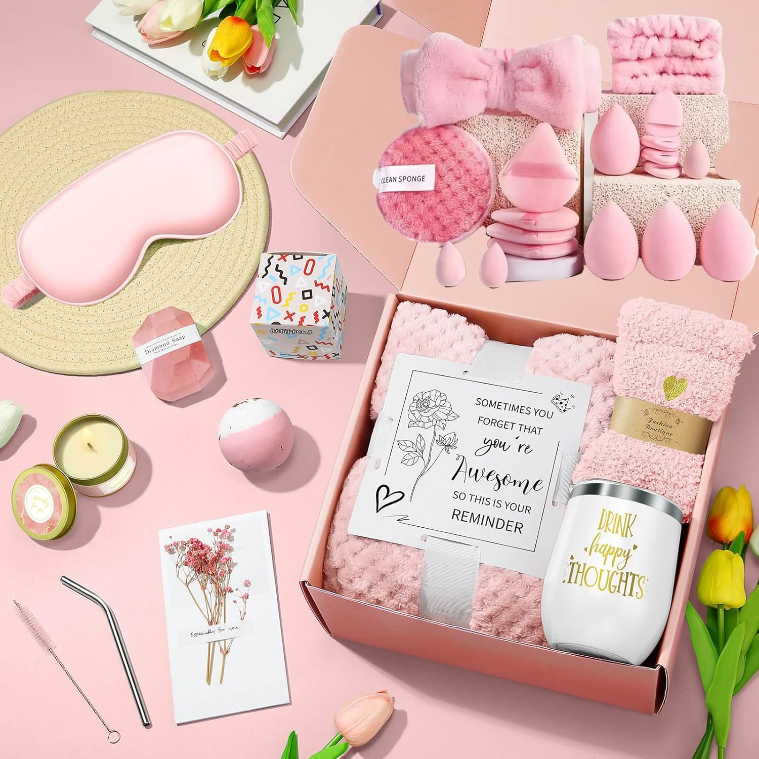 Happy Birthday Gifts for Women Mom Her Friend Sister Wife Grandma, Self Care Gifts Get Well Gifts Unique Relaxing Spa Gift Basket Set, Mothers Day Gifts for Mom Wife Grandma Daughter Friends Sister image number 1